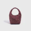 Bolso de mano de diamantes de imitación rosa, bolso cubo de cristal, elegante cartera. - Rojo