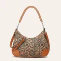 Bolso de hombro de corcho estilo étnico bajo el brazo con asa trenzada para mujeres. - Cuadrícula Hexagonal