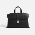 Bolso de mano negro de cuero para mujer bolsa de hombro cruzada minimalista de moda chic - Negro