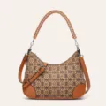 Elegante bolso de hombro hobo de corcho con correa de cadena trenzada y estampado floral étnico - Trébol de Cuatro Hojas