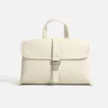 Elegante bolso de mano de cuero blanco roto, bolso cruzado versatil para mujer de trabajo. - Blanco