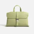 Bolso de mano de cuero verde claro con asa, elegante bolso cruzado para mujer. - Verde claro