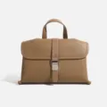 Bolso de mano marrón de cuero granulado asa superior bolso bandolera mujer trabajo - Tostado