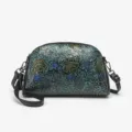 Elegante bolso cruzado de cuero con relieve floral vintage, bolso pintado para mujeres. - L / Verde