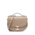 Chic retro faux leather saddle bag with top handle and metal lock for women stylish everyday wear - Apricot