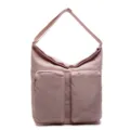 Casual pink solid color single shoulder bag with dual front pockets for daily commute. - Pink