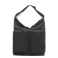 Black casual shoulder bag for men and women, lightweight canvas commuting bag with multi pockets. - Black