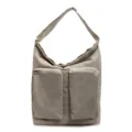 Beige casual shoulder bag with dual front pockets, stylish daily commuter hobo handbag for women - Off White