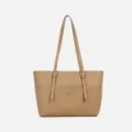 Elegante bolso de mano para mujer en piel beige, amplio bolso de hombro con hebillas estilosas. - Color Galleta (con pequeño estuche)