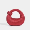 Bolso de mano redondo con pedrería roja, cartera de noche brillante y elegante bolso dumpling. - Rojo