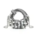 Silver Sequin Knot Dumpling Bag with Metal Chain Strap Sparkly Evening Handbag for Women - Silver Sequins