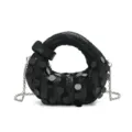 Black sequin dumpling handbag for women, stylish evening party tote with silver chain strap. - Black Sequin
