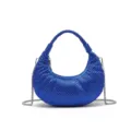 Blue rhinestone hobo bag crystal crescent handbag glamorous evening party shoulder purse - Large with Chain / Blue