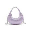 Sparkling purple rhinestone hobo shoulder bag for women, elegant crescent evening handbag. - Large with Chain / Light Purple