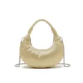 Sparkling rhinestone half moon handbag for women evening party elegant silver chain hobo bag - Large with Chain / Gold