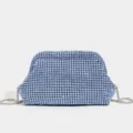Borsa da sera scintillante in strass blu con catena d'argento, elegante borsa a tracolla. - Blu