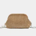 Elegante Bolso de Noche con Estrás Mujer Lujo Bolso Bandolera con Cadena Cartera - Naranja