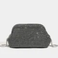 Bolso de noche de embrague de diamantes de imitación de cristal negro con cadena - Negro