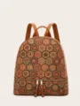 Retro Étnico Estampado Geométrico Mochila Mujer Marrón Variante Viaje Ocio Diario - Girasol