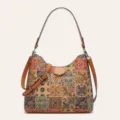 Bolso de mano de corcho con estampado étnico vintage, bolso cruzado de azulejos coloridos. - Cuadrícula Grande