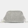 Bolso de Noche con Estrás Mujer Brillante Bolso de Hombro Elegante con Cadena Metálica - Blanco