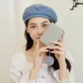 Monedero corto tejido para mujer con bonito pompón, cartera compacta para tarjetero. - Gris
