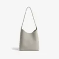 Bolso de hombro minimalista de cuero gris claro, bolso hobo elegante para diario y trabajo. - Gris