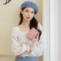 Compact woven mini coin purse for women, short clutch with multi-card slots in pink. - Pink