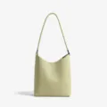 Light green leather shoulder bag minimalist tote bucket bag for women daily casual commute. - Green