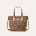 Bolso tote de corcho con estampado étnico y correa, elegante bolso de mano vintage chic. - Redondo