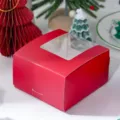 Red Christmas gift box with clear window, festive paper packaging for gifts and holiday treats. - Window Box / 5 Pieces/Pack (12*13*7cm)
