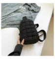 Black quilted puff chest bag, versatile casual fashion crossbody backpack for daily use new style - Black