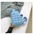 Light blue quilted puffy sling bag trendy casual crossbody chest backpack for women commuting - Blue