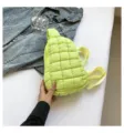Fluorescent green quilted chest bag, trendy puff sling backpack for women daily commute. - Green