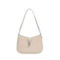 Chic beige woven underarm shoulder bag for women, stylish retro crossbody bag with metal lock. - Khaki