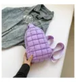 Sac de poitrine matelassé violet pour femme, sac bandoulière bouffant tendance. - Violet