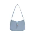 Light blue textured women's shoulder bag, stylish chic underarm handbag with metal lock. - Blue