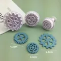 Gear mold set for cake decorating, 3D spring press cookie cutters for baking and crafts. - 3-Piece Gear Set