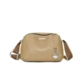 Top layer cowhide soft leather women's shoulder bag, stylish casual crossbody bag for daily wear. - Khaki