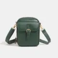 Borsa a tracolla in ecopelle PU verde scuro, elegante borsa messenger per telefono quotidiano. - Verde