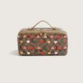Koreanischer Stil Herz Druck Kosmetiktasche große Kapazität tragbare Reise Make-up Tasche - Braun