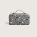 Elegante graue Kosmetiktasche mit Herz-Muster große Kapazität Make-up Kulturbeutel Reise - Grau