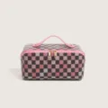 Large capacity cosmetic bag portable stylish makeup organizer travel storage handbag for women - Pink