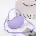 Stylish purple crescent handbag for women, cute jelly color single shoulder pea bag. - Purple