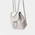 White Leather Chain Backpack Classic Flap Designer Style School Bag For Women Commute - White Chain Backpack