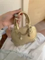 Chic metallic gold dome handbag for women, featuring chic studs and playful dice chain charms. - 19x8x13.5cm / Gold