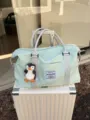 Large capacity travel duffel bag lightweight waterproof with trolley sleeve for women short trip - 50x18x35cm / Mint Green