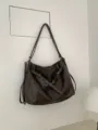 Retro soft leather hobo tote bag large capacity lazy style shoulder bag for women - Coffee