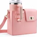 Pink PU leather water bottle bag with crossbody strap and portable tumbler for outdoor daily commute. - 24*10*21 / Pink Water Bottle Bag
