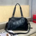 Vintage soft leather tote bag large capacity casual travel shoulder bag for commute and trips - Black Travel Bag